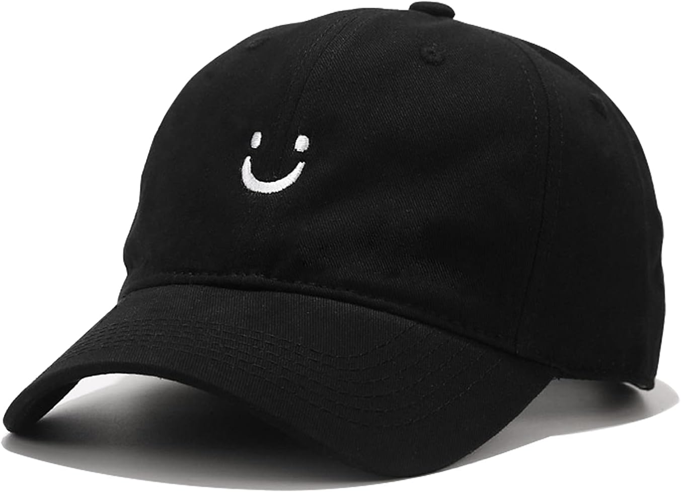 51L7QhPmGzL._AC_SL1500_.jpg Smile Face Baseball Cap for Women Men Adjustable Low Profile Unstructured Cotton - Image 1