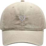 Women's Cute Heart Embroidered Baseball Cap Adjustable Vintage Washed Cotton Low Profile