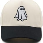 Halloween Ghost Trucker Hat, Goth Embroidered Baseball Caps for Men & Women, Cute Spooky Gifts for Festival Wear