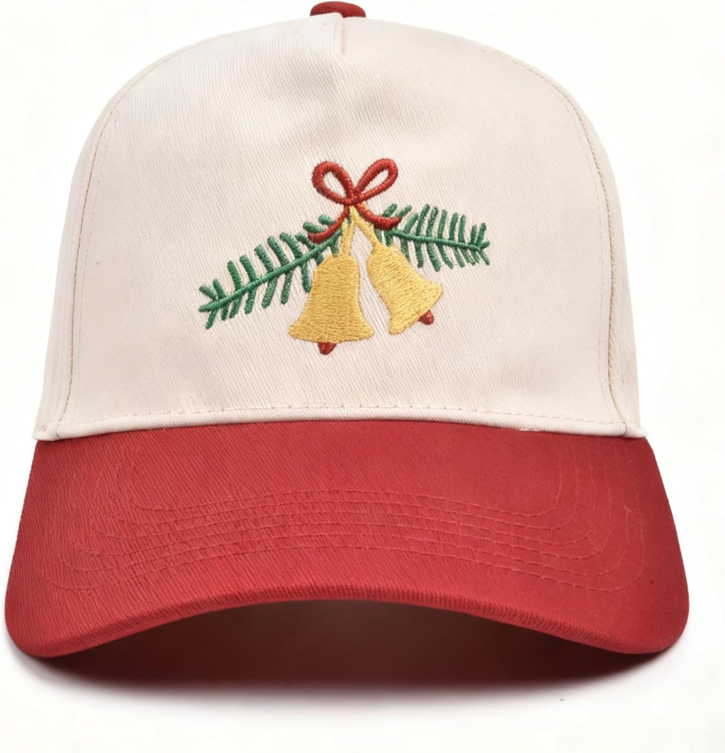 716ZTbEu7gL._AC_SL1500_.jpg Christmas Hat- 3D Embroidered Adjustable Cotton Wind Chime Baseball Caps for Women Red - Image 1