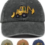 Embroidery Excavator Kids Baseball Cap for Age 2-5,Adjustable Vintage Washed Cotton Toddler Baseball Hat for Boys & Girls