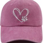 Dog Paw Print with Love Heart Hat for Women Men, Funny Adjustable Cotton Embroidered Dog Lovers Gifts Baseball Cap