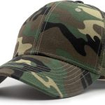 Structured Baseball Cap with Adjustable Closure - Performance Hat for Outdoor Activities and Embroidery (1pc Camo Woodland/Mesh)